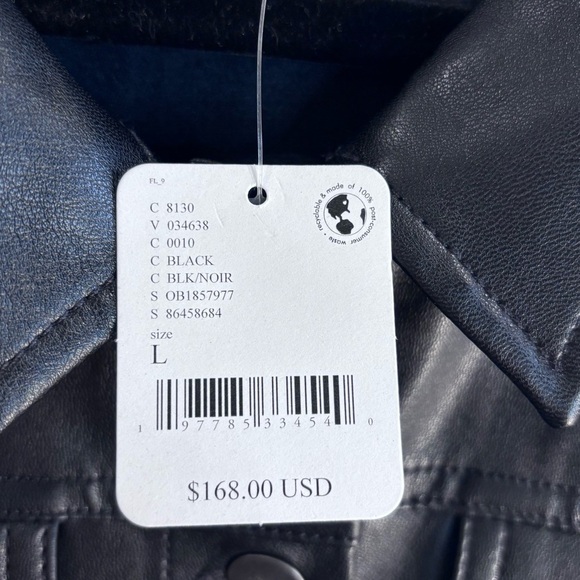 FREE PEOPLE SZ L Danni Vegan Leather Collar Pockets Western Style NEW WITH TAG - Picture 9 of 14